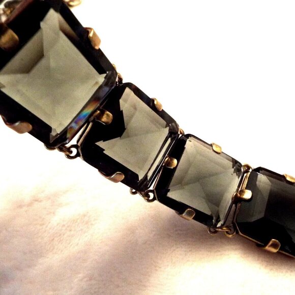 Vintage J Crew HUGE Faceted Square Smokey Topaz Bracelet. - Picture 1 of 5